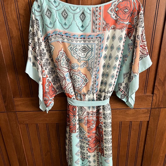 Dress Barn Drape Sleeve Print Dress Size 4 - Picture 2 of 7